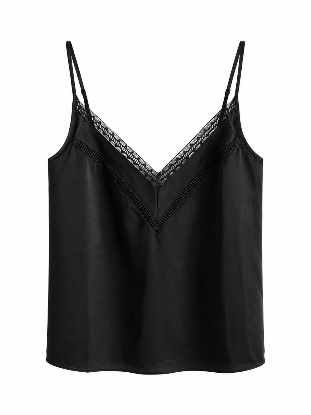 Etam Black Lingerie-Style Camisole with Lace Detail - Size Small Like new - Picture 1 of 11